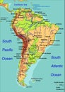 Map of South America. Vector illustration Royalty Free Stock Photo