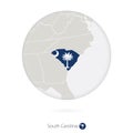 Map of South Carolina State and flag in a circle Royalty Free Stock Photo