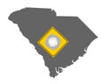 Map of South Carolina and traffic sign hurricane warning Royalty Free Stock Photo