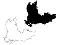 Map of South East England. Black and outline maps. EPS Vector File