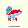 Map of South Gyeongsang high detailed political map. South Korea Vector illustration design template
