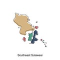 Map of Southeast Sulawesi illustration design