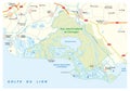 Map of the Southern French Regional Natural Park Camargue, Franc