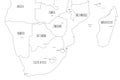 Map of Southern part of Africa. Handdrawn doodle style. Vector illustration