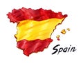 Map of Spain with a background in the form of a flag Royalty Free Stock Photo