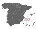 Map of Spain and Canary Islands with place name sign of Islas Canarias