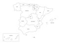 Map of Spain devided to 17 administrative autonomous communities Royalty Free Stock Photo