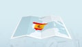 Map of Spain with the flag of Spain in the contour of the map on a trip abstract backdrop Royalty Free Stock Photo