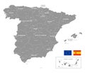 Map of Spain, grey vector illustration