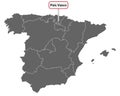 Map of Spain with place name sign of Pais Vasco