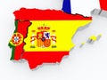 Map of Spain and Portugal. Royalty Free Stock Photo