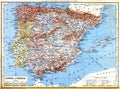 The map of Spain and Portugal Royalty Free Stock Photo