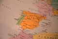 Map Spain Portugal German language Royalty Free Stock Photo