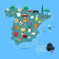 Map of Spain vector illustration, design element Royalty Free Stock Photo