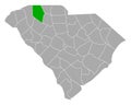 Map of Spartanburg in South Carolina