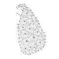 Map of Sri Lanka from polygonal black lines, dots of illustration