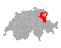 Map of St Gall in Switzerland