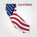 Map of the state of California in combination with a waving the flag of the United States - Vector Royalty Free Stock Photo