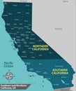 Map of state California, USA Royalty Free Stock Photo