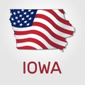 Map of the state of Iowa in combination with a waving the flag of the United States - Vector Royalty Free Stock Photo