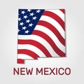 Map of the state of New Mexico in combination with a waving the flag of the United States - Vector Royalty Free Stock Photo