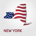 Map of the state of New York in combination with a waving the flag of the United States - Vector Royalty Free Stock Photo