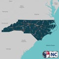 Map of state North Carolina, USA Royalty Free Stock Photo