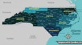 Map of state North Carolina, USA Royalty Free Stock Photo