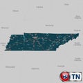 Map of state Tennessee, USA Royalty Free Stock Photo