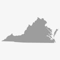 Map state of Virginia in gray on a white background