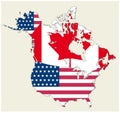 Map of the states of canada and usa represented as flag Royalty Free Stock Photo