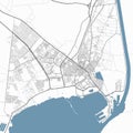 Map of Suez, Egypt. Detailed city map, metropolitan area border