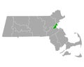 Map of Suffolk in Massachusetts