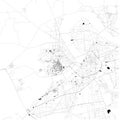 Map of Surat, Gujarat, satellite view, black and white map. India