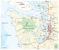 Map surrounding Olympic Peninsula and Greater Seattle, Washington, United States