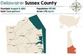 Map of Sussex County in Delaware