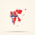 Map of Svalbard in Norway flag colors Royalty Free Stock Photo