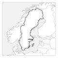 Map of Sweden black thick outline highlighted with neighbor countries