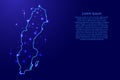 Map Sweden from the contours network blue, luminous space stars vector illustration