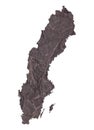 map of Sweden on old dark crumpled grunge paper