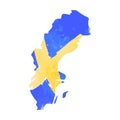 Map of Sweden with the texture of watercolors