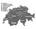 Map of Switzerland with all cantons