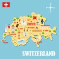 Map of Switzerland with landmarks