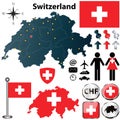 Map of Switzerland with regions Royalty Free Stock Photo