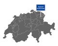 Map of Switzerland with road sign of Appenzell Ausserrhoden Royalty Free Stock Photo