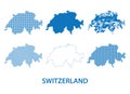 Map of Switzerland - vector set of silhouettes in different patterns Royalty Free Stock Photo