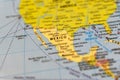 Mexico on the map. Close up and selective focus photography. Travel concept image. Royalty Free Stock Photo
