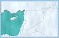 Map of Syria and borders, physical map Middle East, Arabian Peninsula. Mediterranean Sea
