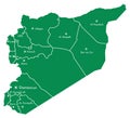Map of the Syria with Regions and Cities on White