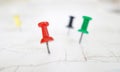 Map tacks closeup Royalty Free Stock Photo